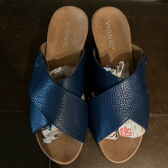 Vionic Leather Wedge Sandals - Leticia - Picture 1 of 9